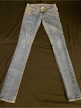 True Religion Women’s Skinny Jeans in Medium Blue Denim